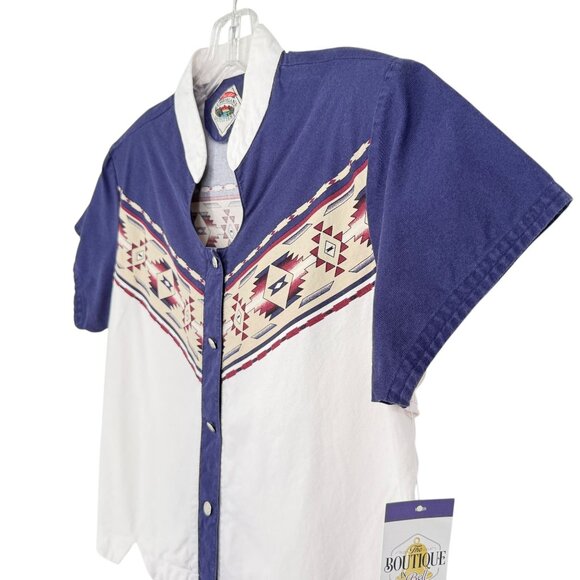 Vintage Cumberland Outfitters Womens M Aztec Western Show Shirt Short Sleeve - Picture 4 of 16